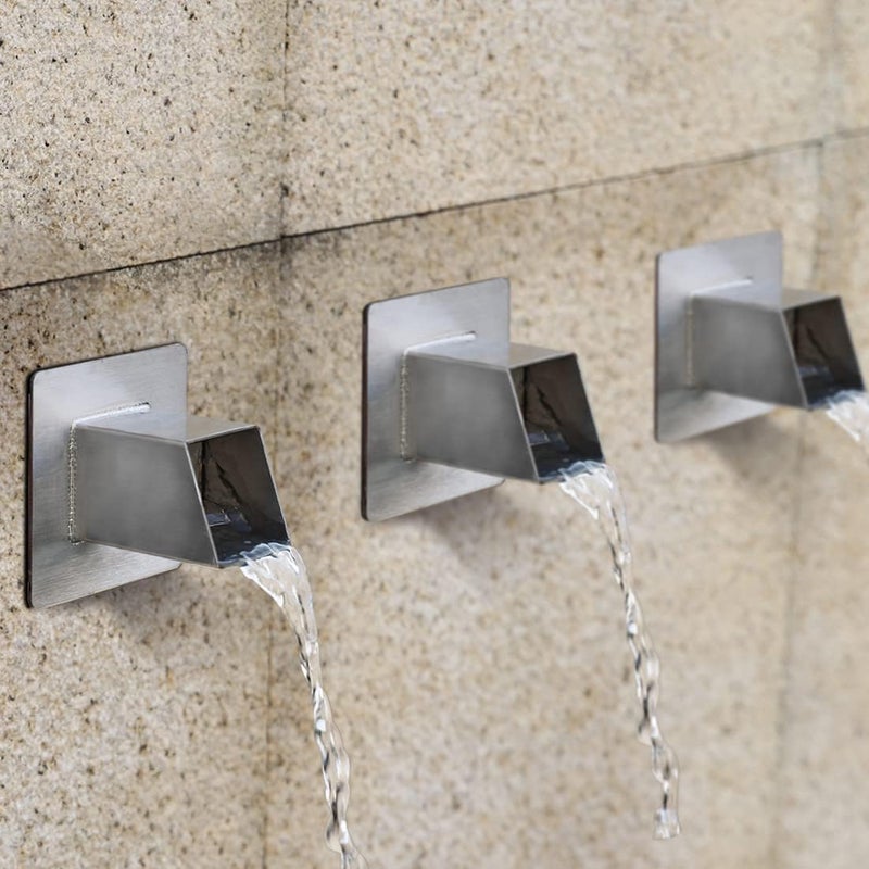 PONDO 2" Square Water Fountain Spout Scupper, 316 Stainless Steel Spillway w/Construction Spray Baffle for Pools, Ponds, Water Walls, Fountains (Silver) - Image 2